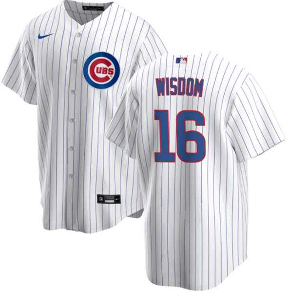 Men's Chicago Cubs #16 Patrick Wisdom White Cool Base Stitched Baseball Jersey Dzhi
